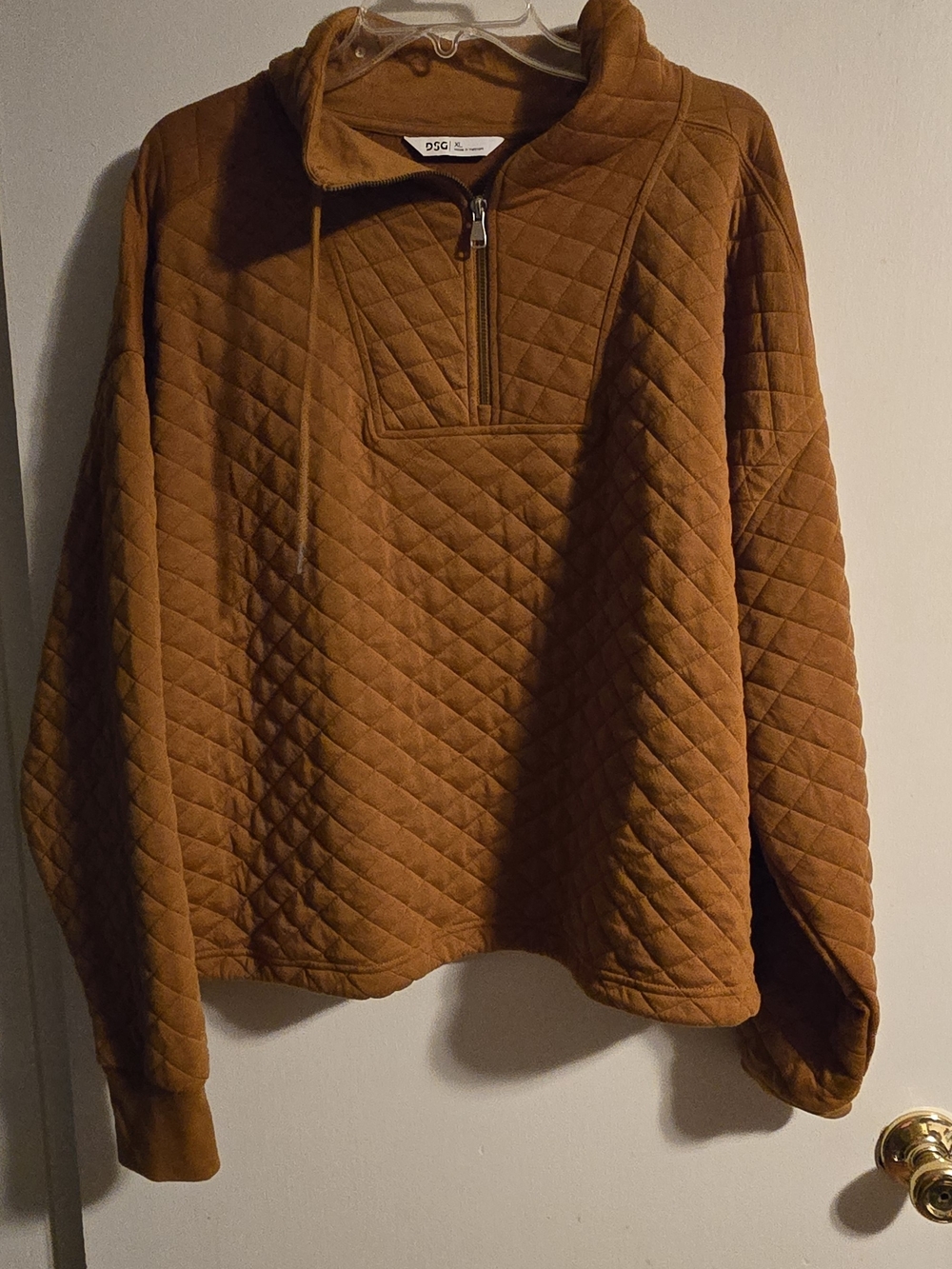 DSG Quilted Half-Zip Pullover in Burnt Orange